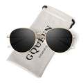 GQUEEN Retro Round Polarized Sunglasses Womens Men Spring Hinge Metal Frame Trendy Hippie Oval Sun Glasses Shades UV400 - color: 1 Gold Frame/Black Lens