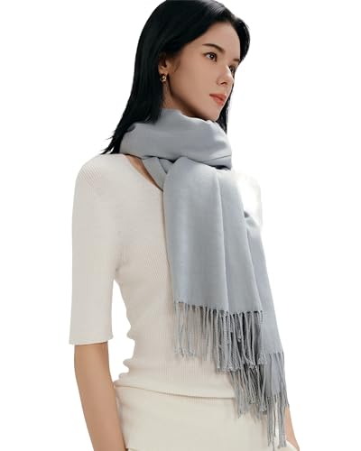 maamgic Women's Winter Scarf Soft Warm Scarf for Women Cozy Shawl Wraps for Women Lightweight Pashmina Style Wrap - color: Solid Ash Blue Light