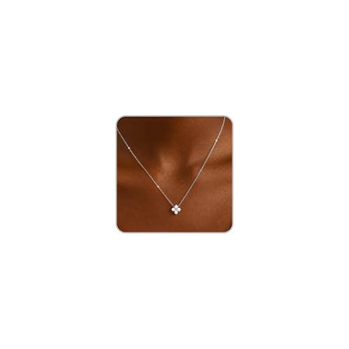 Dainty Gold Necklaces for Women Trendy Non Tarnish 14K Gold Plated Cubic Zirconia Necklace Layered Simple Cute Four Leaf Clover Choker Jewelry Birthday Gifts - color: Silver, style: Cable CZ-2