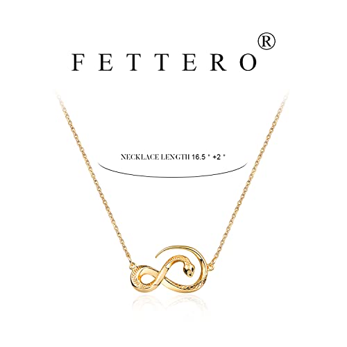 Fettero Animal Necklaces for Women 14K Gold Plated Charm Snake Necklace Elephant Bird Cat Butterfly Pendant Cute Dainty Necklace Jewelry - style: Snake-A