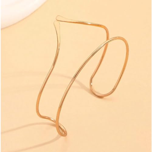 Long tiantian Gold Arm Cuff Upper for Women Bangle Bracelets Upper Arm Cuff Bracelet Trendy Armband Beach Jewelry Trendy Stuff Gifts - color: A8:gold Arm Cuff
