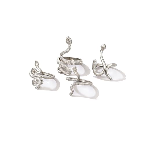 Snake Rings for Women Snake Ring Set Black Snakes Jewelry for Women Goth Gothic Rings Vintage Punk Knuckle Finger Thumb Ring Halloween Accessories - style: Style 1 - 3