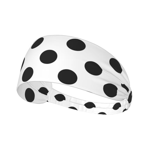 Black and Gold Swirl Liquid Ink Marble Workout Headbands Fashion Sports Sweatbands Yoga Hairbands for Fitness Athletic Non Slip Wicking Headscarf for Men Womens Girls Summer Accessories Elastic Bands - color: Polka Dot Black White