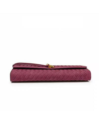 NEWBELLA Handwoven Women's Clutch Purse, Crossbody Bag with Adjustable Strap for Evening & Casual Use - color: Matted Burgundy