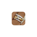 PATISORNA Gold Stackable Rings for Women Non Tarnish 18K Gold Plated Interlocked Stack Rings Set Silver Gold Mixed Metals Multi Ring Statement Thumb Rings Cubic Zirconia Connected Bands Fashion Jewelry Gifts - color: Three Circles Bands & CZ