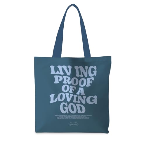 Jesus Tote Bag, Christian Tote Bags for Women, Religious Reusable Grocery Bags - color: Denim Blue