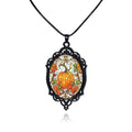Halloween Gothic Witch Necklaces Cross Glass Pendant Necklace for Women Punk Vintage Black Dark Oval Cameo Necklace Witch Emo Necklaces Halloween Jewelry Witch Accessories 2025 - style: Pumpkin