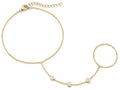Gokeey Gold Hand Chain Bracelet for Women Trendy, Dainty 14k Gold Plated Ring Bracelet Hand Chain Finger Ring Slave Cuff Bracelet Cubic Zircon Hand Jewelry for Women Accessories - style: 3cz hand chain
