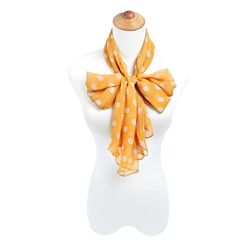 E-Clover Unique Fashion Women's Scarf Chiffon Sheer Scarves for Women Lightweight - color: Polka Dot-yellow