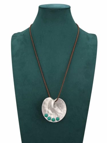 JAOYU Bohemian Necklaces for Women Leather Necklace Wood Pendant Choker Long Brown Necklace Chunky Circle Boho Hippie Jewelry - style: Casual Long Necklace