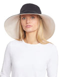 Solbari Ultra Wide Brim Sun Hat UPF 50+ Packable UV Sun Protection Hats with Full Coverage Brim - color: Black / Beige, size: Small-Medium