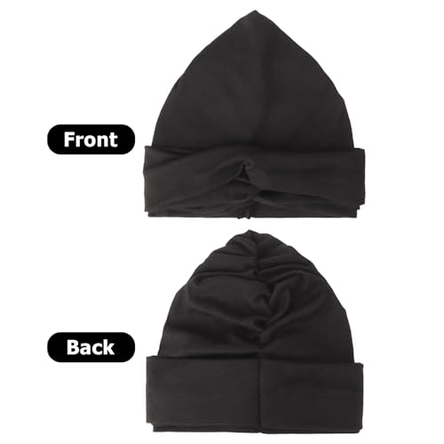AQOKKA African Turban for Women Knotted Hair Wraps for Turban Head Scarf for Black Women Hair Cancer Chemo Headwear Cap - color: Twisted Braid: 1 Pack Black