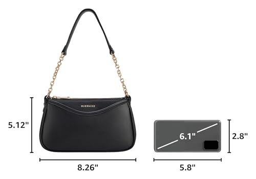 Missnine Purses for Women, Shoulder Bag Small Handbags Vegan Leather Underarm Bags Trendy Hobo Cute Clutch Purse - color: 3-black【multi-pockets】