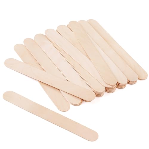 60 PCS Jumbo Popsicle Sticks,8 Inch Natural Wooden Craft Sticks | Large wooden sticks for craft models,plant labels,waxing use,mixing tasks and art supply organization - color: undyed
