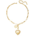 Gold Love Heart Sun Charm Chunky Paperclip Chain for Women Trendy 18K Gold Plated Coin Sunflower Pendant Choker Necklace Hip Hop Jewelry Gifts for Her - style: LOVE HEART, COIN SUN