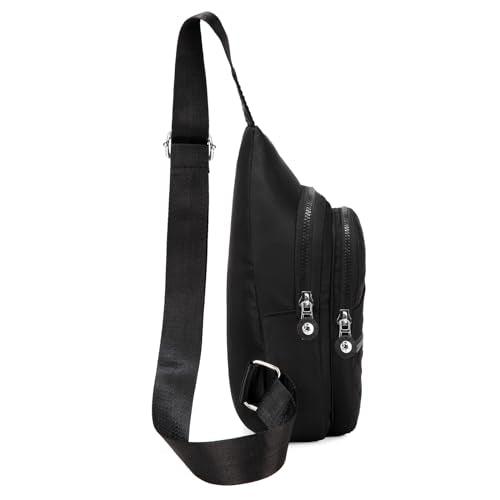Xsecnua Crossbody Sling Bag Small Sling Backpack, Cross Body Bag Chest Bag for Women Men Travel Hiking Daypack - color: A-black