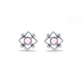 Boma Jewelry Sterling Silver Flower Shaped Dot Stud Earring - color: Pink Shell