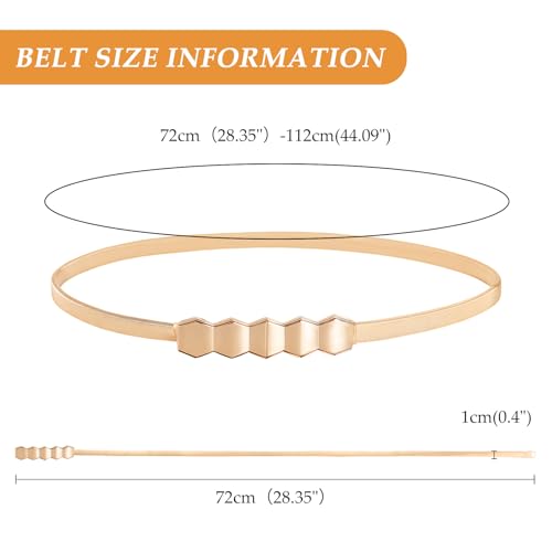E-Clover Womens Fashion Metal Stretch Waist Skinny Belt Waistband - color: Gold-0024