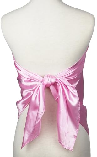 vabovin Satin Head Scarf for Women Solid Color, 35×35 in | Silk Feel Neckerchief, Hair Scarf, Fashion Bandana, Headscarf, Headband, Hair Wrap Sleeping, Daily Fashion Styling - color: 211 Pink