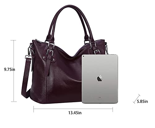 HESHE Genuine Leather Purses and Handbags for Women Tote Shoulder Bag Satchel Purse Top Handle Bags Hobo Crossbody Purse - color: Violet, size: Large