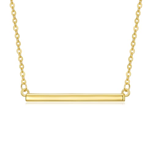 14K Gold Bar Necklace for Women,Gold Bar Pendant Necklace Simple Gold Necklace Non Tarnish Gold Necklace for Mom Minimalist Mothers Day Jewelry Mother's Birthday Christmas Valentine's Day Gifts for Mom Wife Women Her - style: Simple Bar