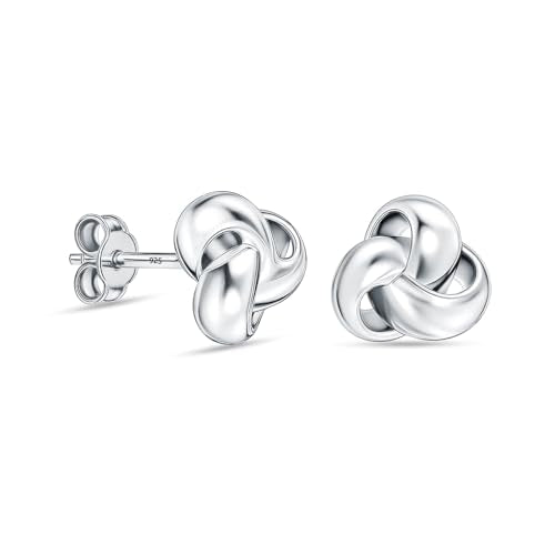 LeCalla Sterling Silver Love Knot Stud Earrings - Lightweight Italian Design Twisted Earrings for Women - color: Celtic Trinity Knot
