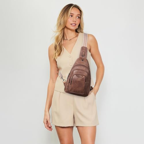 Leresas 10L Crossbody Sling Bag for Women Men Anti Theft Cross Body Fanny Pack Belt Bag Purse Gifts for Women Faux Leather, Brown - color: 10l-brown, size: 10L