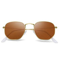 Polarized Sunglasses for Womens Men Trendy Square Hexagonal Flat Mirrored Sun Glasses UV Protection - color: A11-gold/Brown/Clear