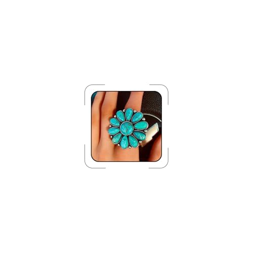 Turquoise Western Rings for Women Adjustable Country Rings Vintage Turquoise Open Ring Western Country Jewelry Gifts - style: Style6