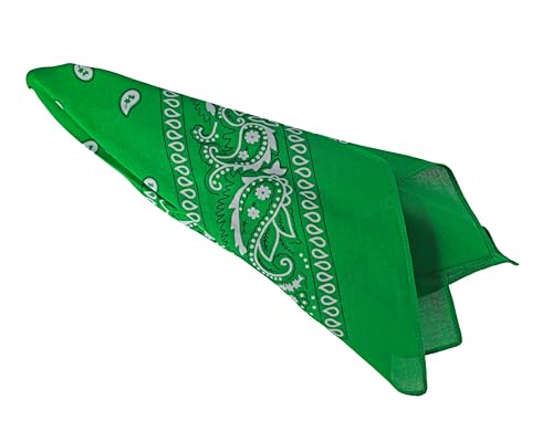 Motique Accessories 22 Inch Cotton Paisley Bandana - color: Kelly Green
