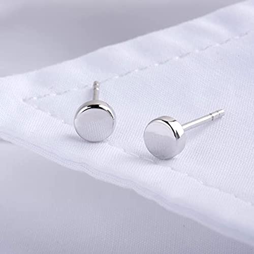 925 Sterling Silver Dot Stud Earrings | Small Simple Round Disc Stud Earrings | Tiny Flat Circle Hypoallergenic Cartilage Tragus Piercing Earrings Gifts for Women Men 2mm 3mm 4mm 5mm - color: #3 white gold-3mm