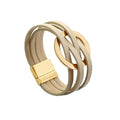 Long tiantian Leather Wrap Bracelets for Women Circle Rhinestones Boho Layered Bracelet Cuff Bangle Bracelet Jewelry Birthday Gifts for Women Holiday Outfits - color: C1:beige