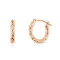 14k Rose Gold X-pattern Diamond-cut Round Hoop Earrings - style: 13mm
