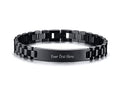 Custom Mens Bracelet Personalized Watch Band Engraved Name Bracelets for Men Customized ID Cuff Wristband Gift for Dad Husband - style: Black0 - 1.0cm