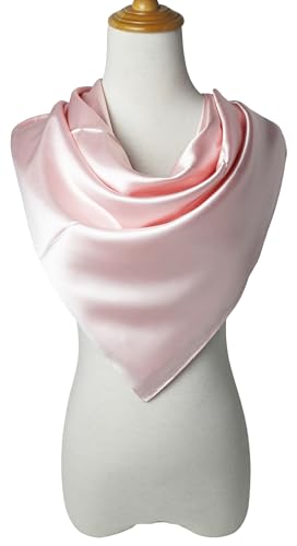 vabovin Satin Head Scarf for Women Solid Color, 35×35 in | Silk Feel Neckerchief, Hair Scarf, Fashion Bandana, Headscarf, Headband, Hair Wrap Sleeping, Daily Fashion Styling - color: 223 Baby Pink