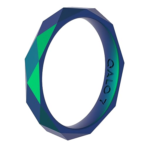 QALO Stackable Rubber Engagement Rings for Women – Flexible Skin-Friendly Silicone Wedding Bands for Her – Lightweight All-Day Wearable Rubber Wedding Ring – Durable Design for Outdoor, Active Use - color: Single B: Holographic Green, size: 4