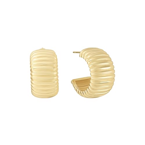 Amazon Essentials Plated Tailored Hoop Earrings - color: Gold Tone, size: L: 0.88" X W: 0.49"