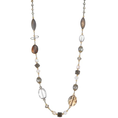FULU AUTUMN Long Necklaces for Women Trendy Long Chunky Beaded Necklace Boho Fashion Costume Jewelry Mothers Day Gifts for Her - color: Grey