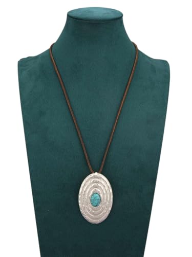 JAOYU Boho Necklace for Women Large Pendant Necklace Boho Long Choker Leather Gold Necklace Vintage Earthy Jewelry Trendy - style: Long Casual Necklace