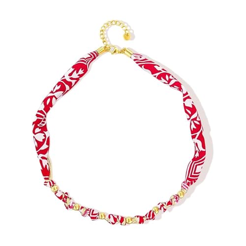 Scarf Necklace with Charm Gold Starfish Chunky Cross Heart Flower Pendants Bandana Charm Necklace Western Scarf for Women Boho Cowgirl Country Cowboy Accessories Beach Vacation Vacation Outfits Jewelry - color: C3-Scarf Necklace