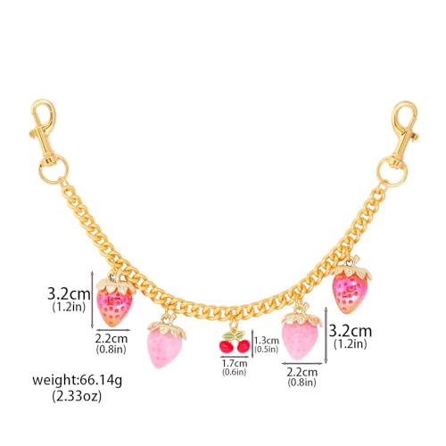 Bag Purse Charms Chain for Handbags Women's Pants Wallet Gold Link Bag Chain Keychain Y2K Accessories - color: Cherry Strawberry