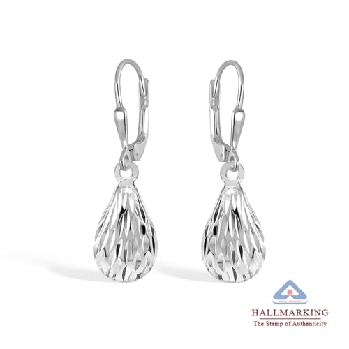 LeCalla 925 Sterling Silver Leverback Drop Earrings | Lightweight Italian Teardrop Dangle Earring for Women - color: Oval Shape Drop