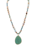 MINACHI Handmade Agate Pebble Pendant with Crystal Beads, Random Stone Shape, Vintage Women's Jewelry - style: Necklace NECK.009
