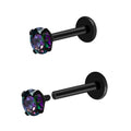 16G 18G Titanium Internal Thread CZ Stud Earrings Flat Back, Silver Black Tragus Helix Conch Cartilage Piercing Jewelry for Women Men 6mm 8mm 10mm Labret Studs 2PCS - color: Black, 16g, 7mm bar, 4mm RQ CZ
