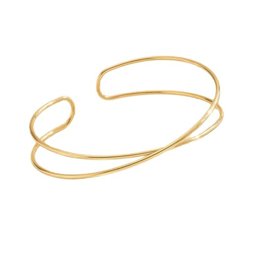 Dainty Arm Cuff Bracelet for Women Gold/Silver Adjustable Upper Arm Cuff Layered Bangle Bracelet Open Knot Bracelet Summer Beach Charm Fashion Jewelry - color: Gold Circle