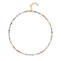Wellike Freshwater Pearl Beaded Necklace for Women Handmade Boho Colorful Glass Beads Choker Necklace Stainless Steel 18K Gold Plated Bohemian Women Summer Jewelry Gifts - color: Beaded Necklace a