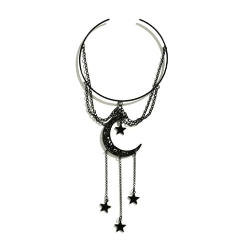 Dainty Black Upper Arm Cuff Bracelet for Women, Gothic Halloween Sexy Lace Harness Armlet Adjustable Upper Arm Chain Bangle Arm Band for Women - color: Moon