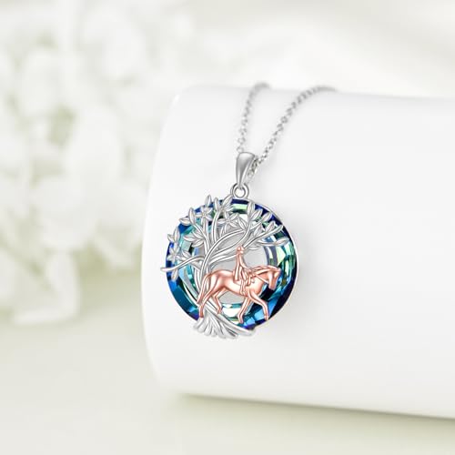 YFN Tree of Life Necklace Sterling Silver Crystal Jewelry Graduation Birthday Gifts for Women - color: Equitation