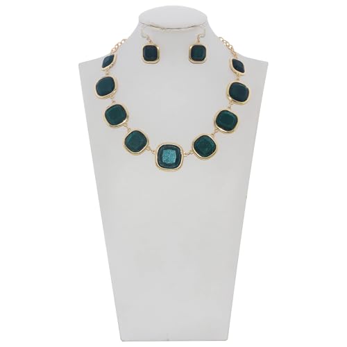 Chunky Beaded Colorful Collar Necklace with Earrings for Women Fashion Statement Necklace Set for Women Gifts