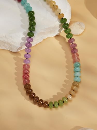Sacina Trendy Boho Colorful Beaded Crystal Choker, Y2k Summer Beach Necklace, Boho Necklace, Hippie Jewelry, Christmas Jewelry Gift for Women - color: F